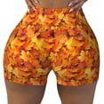 thumbnail image 1 of KLL Autumn Maple Leaf Pile Pattern Workout Shorts for Women Scrunch Short Gym Yoga Running Sport Active Exercise Fitness Shorts, 1 of 5