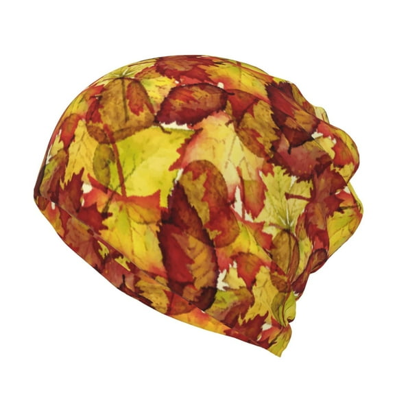 KLL Autumn Mosaic Maple Leaves Pirnt Wicking Running Beanie Head Wrap Cycling Bandana for Men Women
