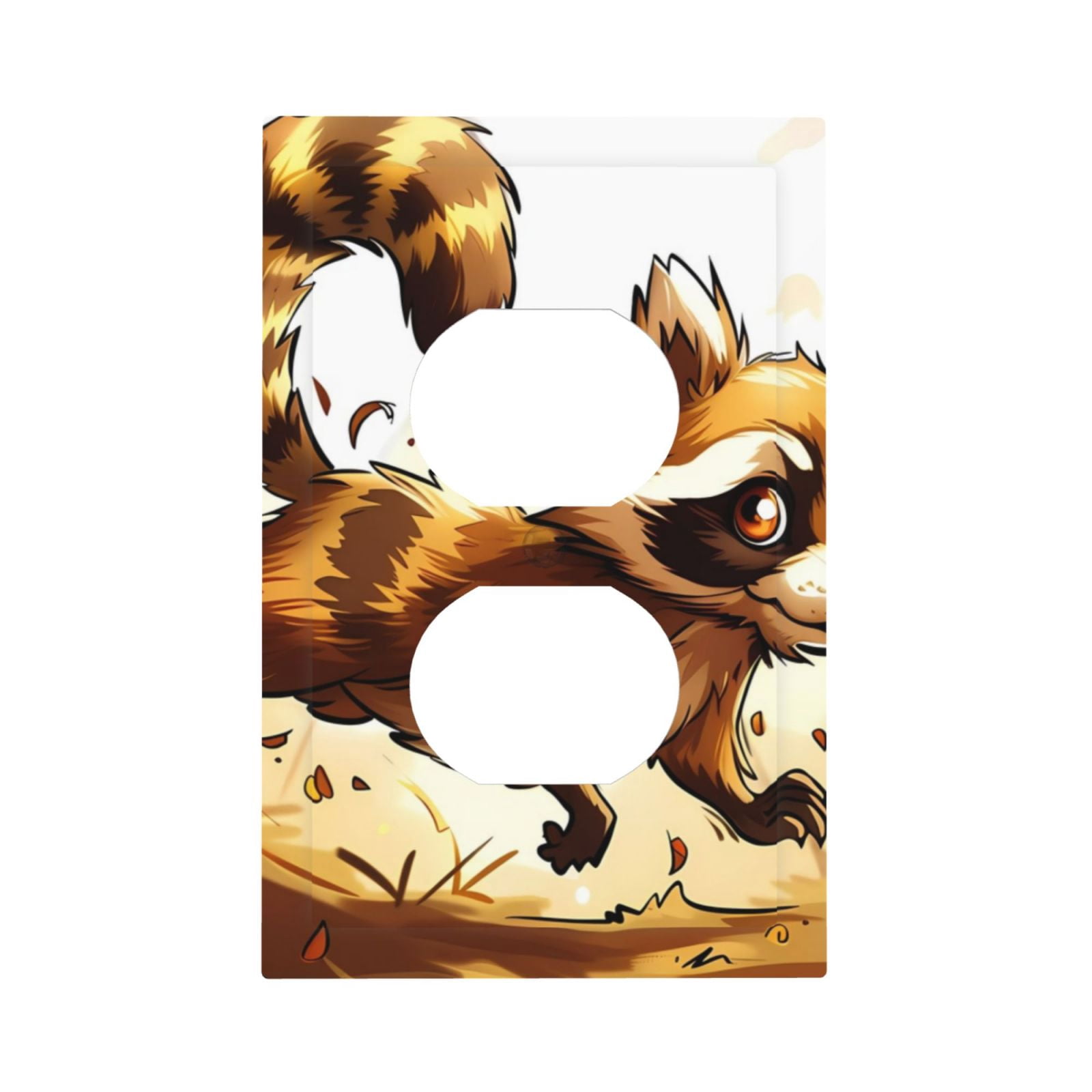 KLL Autumn Raccoon In Forest Pattern Electrical Outlet Covers, 3