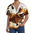thumbnail image 1 of KLL Autumn Raccoon In Forest Print Men's Shirt Short Sleeve Button Down Summer Cuba Beach Shirts- Large, 1 of 5