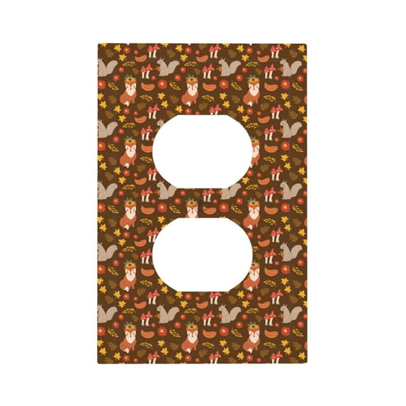 KLL Autumn Thanksgiving Pattern Electrical Outlet Covers, 3" x 5" 1 Pack Electric Receptacle Plug Covers for Decorator Receptacle Outlet & Switch-Style S