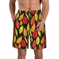 thumbnail image 1 of KLL Autumn With Leaves Men's Casual Summer Beach Shorts Hawaiian Shorts with Pockets-Large, 1 of 5