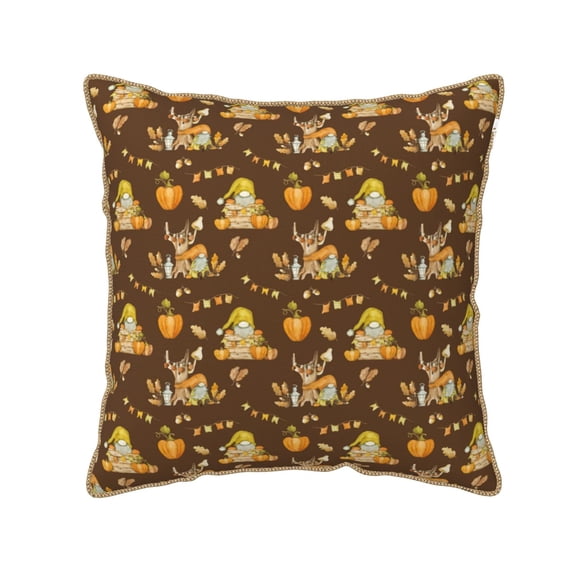 KLL Autumn With Pumpkin Harvest Decorative Throw Pillow Covers Velvet Soft for Couch Sofa Bedroom Living Room Outdoor (No pillow core)- 18"x18"