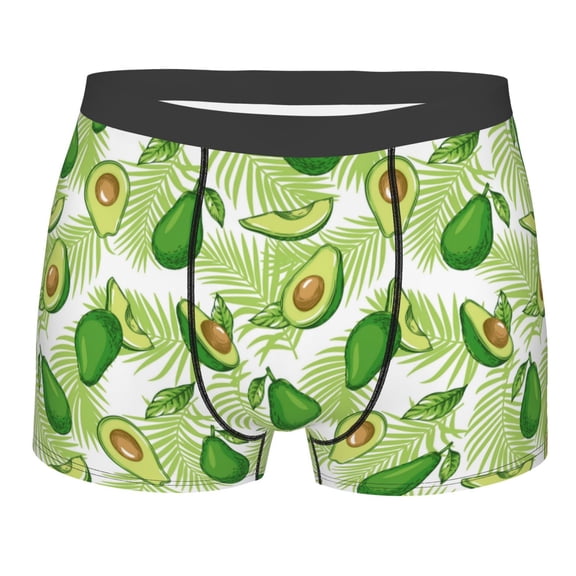 KLL Avocado And Tropical Palm Leaves Men's Cotton Boxer Briefs Underwear-Medium
