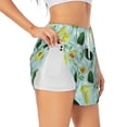 thumbnail image 1 of KLL Avocado Flowers And Leaves Pattern Shorts Women,Athletic Shorts High Waisted Running Shorts Pocket Sporty Short Gym Elastic Workout Shorts-Medium, 1 of 7