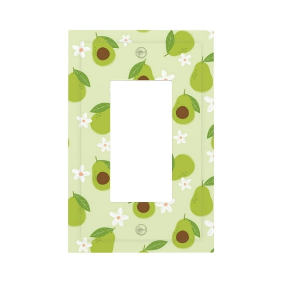 KLL Avocado With Leaf And Flower Pattern Electrical Outlet Covers, 3" x 5" 1 Pack Electric Receptacle Plug Covers for Decorator Receptacle Outlet & Switch-Style U