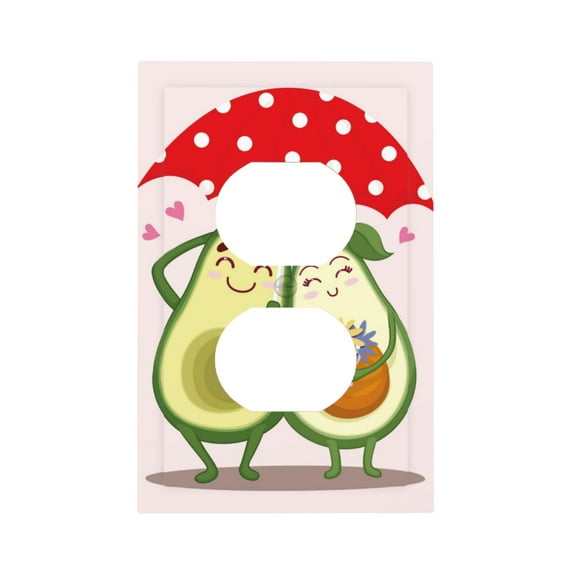 KLL Avocado Lovers Wearing Umbrella Pattern Electrical Outlet Covers, 3" x 5" 1 Pack Electric Receptacle Plug Covers for Decorator Receptacle Outlet & Switch-Style S