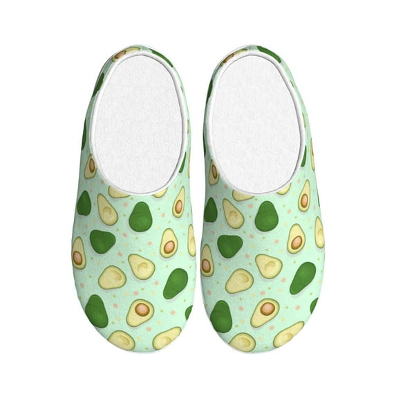 KLL Avocado Pattern Adult Unisex Cozy Slippers,Fuzzy Slip-on Slippers TPR Sole Slippers Comfort Plush Home Footwear for Indoor & Outdoor-13