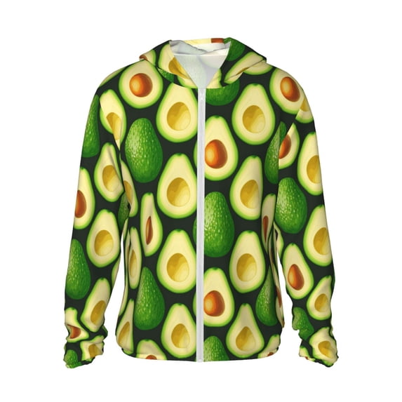 KLL Avocado Print Men's Women’s UPF 50+ Sun Protection Outdoor Hoodie Jacket Long Sleeve Fishing Hiking Performance Shirt-Large
