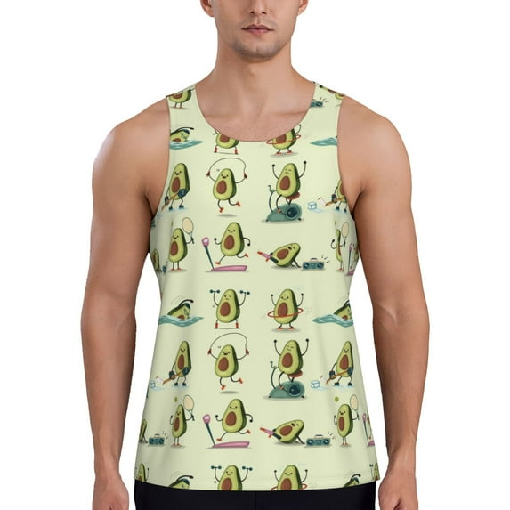 KLL Avocado for Exercise Print Men's Muscle Gym Workout Stringer Tank Tops Bodybuilding Fitness T-Shirts Tank Tops Men-X-Large