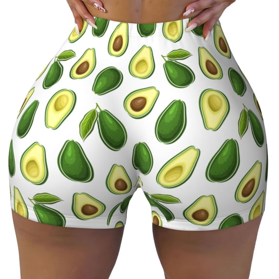 KLL Avocado1 Pattern Workout Shorts for Women Scrunch Short Gym Yoga Running Sport Active Exercise Fitness Shorts