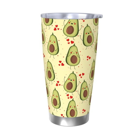KLL Avocados And Hearts Print 40oz Stainless Steel Insulated Car Cup with Spillproof Lid - Keep Your Drink Hot or Cold on the Go-Without Straw
