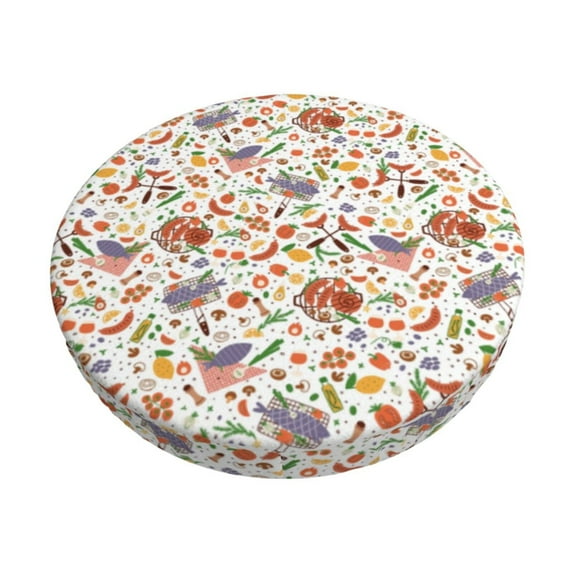 KLL BBQ Party1 Round Bar Chair Cushion Cover 12 inch ,Bar Stool Protector with Elastic, Soft Washable