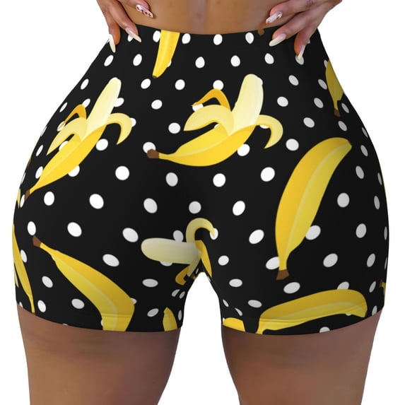 KLL Banana Pattern Workout Shorts for Women Scrunch Short Gym Yoga Running Sport Active Exercise Fitness Shorts