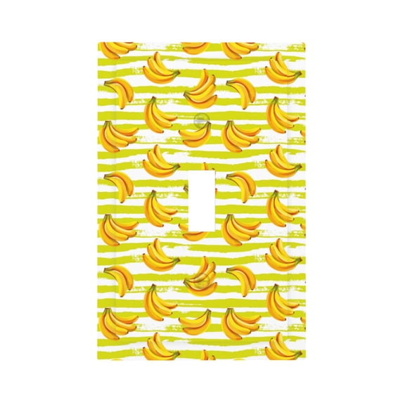 KLL Bananas On A Striped Pattern Electrical Outlet Covers, 3" x 5" 1 Pack Electric Receptacle Plug Covers for Decorator Receptacle Outlet & Switch-Style T