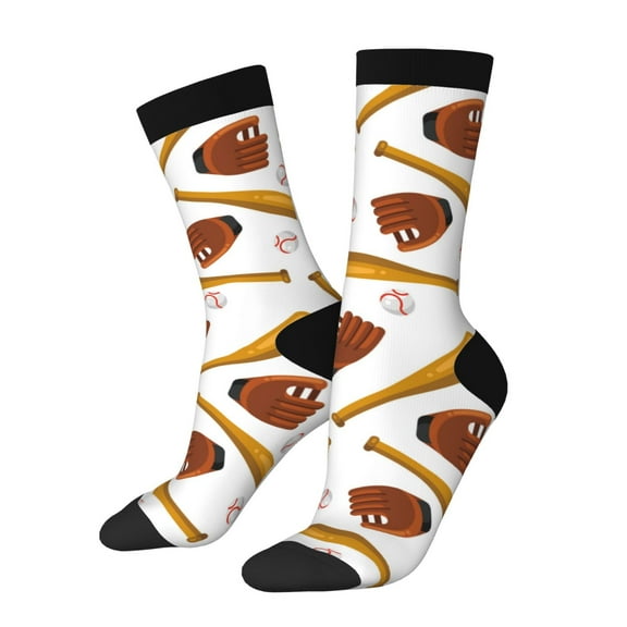 KLL Baseball Sport Print Cool Socks Men's Women's Crew Socks Funny Crazy Novelty Stockings