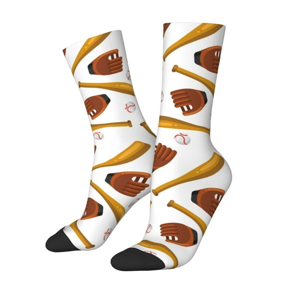 KLL Baseball Sport Print Cool Socks Men's Women's Crew Socks Funny Crazy Novelty Stockings