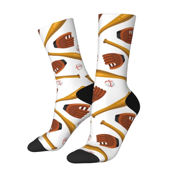 KLL Baseball Sport Print Cool Socks Men's Women's Crew Socks Funny Crazy Novelty Stockings