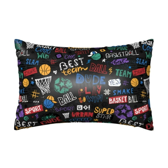 KLL Basketball Pattern Silk Pillowcase for Hair and Skin Standard Size 20"X 30" Soft Breathable Pillow Covers for Sleeping