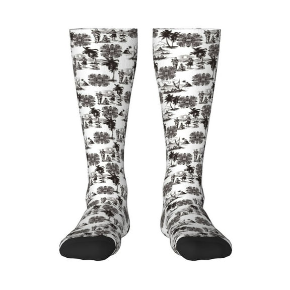 KLL Beach Print Cool Socks Men's Women's Crew Socks Funny Crazy Novelty Stockings