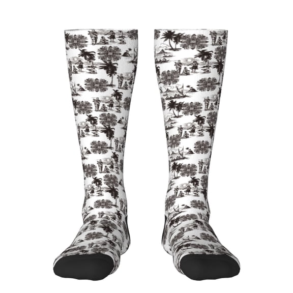 KLL Beach Print Cool Socks Men's Women's Crew Socks Funny Crazy Novelty Stockings