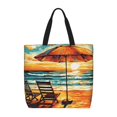 thumbnail image 1 of KLL Beach Umbrella Sunset Pattern Aesthetic Tote Bag for Women Beach Bag Shopping Bags Shoulder Bag Reusable Grocery Bags, 1 of 5