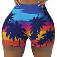 thumbnail image 1 of KLL Beach with Palm Trees Pattern Workout Shorts for Women Scrunch Short Gym Yoga Running Sport Active Exercise Fitness Shorts, 1 of 8