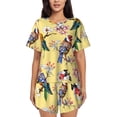 thumbnail image 1 of KLL Beautiful Bright Birds And Flowers Print Pajama Set for Women Short Sleeve Sleepwear Pjs Soft 2 Piece Lounge Sleepwear Sets-X-Large, 1 of 6