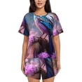 thumbnail image 1 of KLL Beautiful Flower Blue Bird Print Pajama Set for Women Short Sleeve Sleepwear Pjs Soft 2 Piece Lounge Sleepwear Sets-Large, 1 of 6