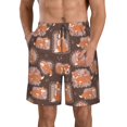 thumbnail image 1 of KLL Beautiful Fox Men's Casual Summer Beach Shorts Hawaiian Shorts with Pockets-Medium, 1 of 5