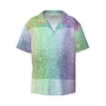 thumbnail image 1 of KLL Beautiful Glitter Print Men's Shirt Short Sleeve Button Down Summer Cuba Beach Shirts- 4X-Large, 1 of 7