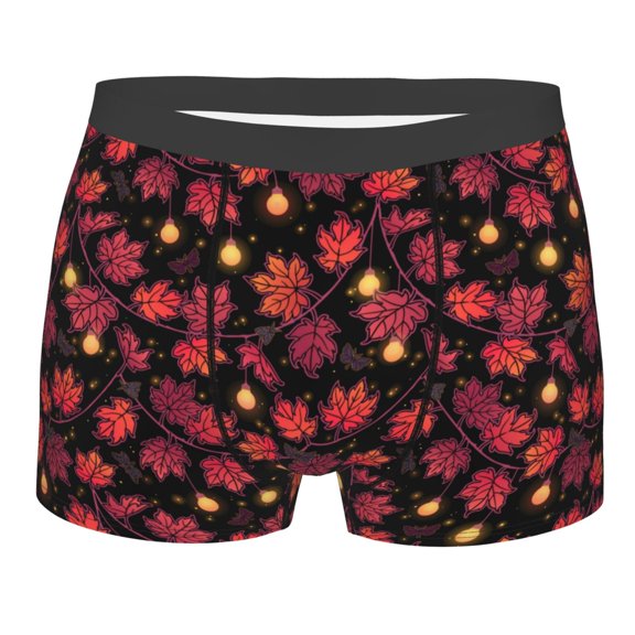 KLL Beautiful Maple Leaf Lantern Men's Cotton Boxer Briefs Underwear-Large