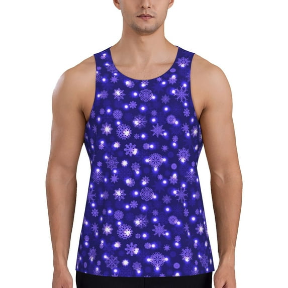 KLL Beautiful Purple Snowflakes Print Men's Muscle Gym Workout Stringer Tank Tops Bodybuilding Fitness T-Shirts Tank Tops Men-XX-Large