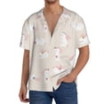 thumbnail image 1 of KLL Beautiful Rabbit Print Men's Shirt Short Sleeve Button Down Summer Cuba Beach Shirts- Small, 1 of 5