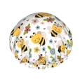 thumbnail image 1 of KLL Bee and Flowers Pattern Shower Cap & Bath Cap for Women,Reversible Oversized Waterproof Shower Caps for all Hair Lengths,Elastic Reusable Bathing Hair Cap, 1 of 7