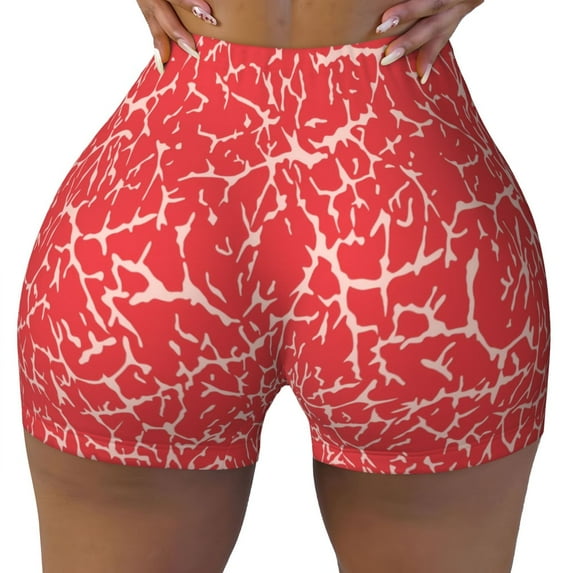 KLL Beef2 Pattern Workout Shorts for Women Scrunch Short Gym Yoga Running Sport Active Exercise Fitness Shorts
