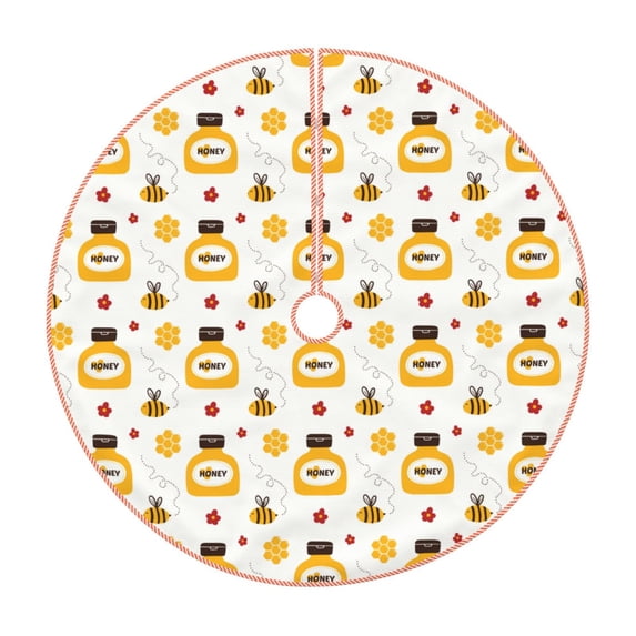 KLL Bees and Flowers Christmas Tree Skirt 30" ,Party Decorations Farmhouse for Christmas Decorations Holiday Party