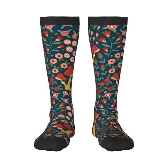 KLL Berries and Flowers Print Cool Socks Men's Women's Crew Socks Funny Crazy Novelty Stockings