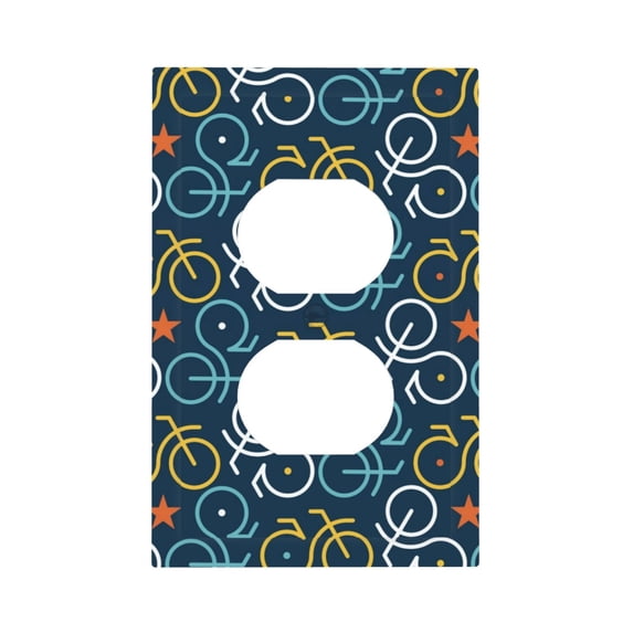 KLL Bicycle Colorful Pattern Electrical Outlet Covers, 3" x 5" 1 Pack Electric Receptacle Plug Covers for Decorator Receptacle Outlet & Switch-Style S