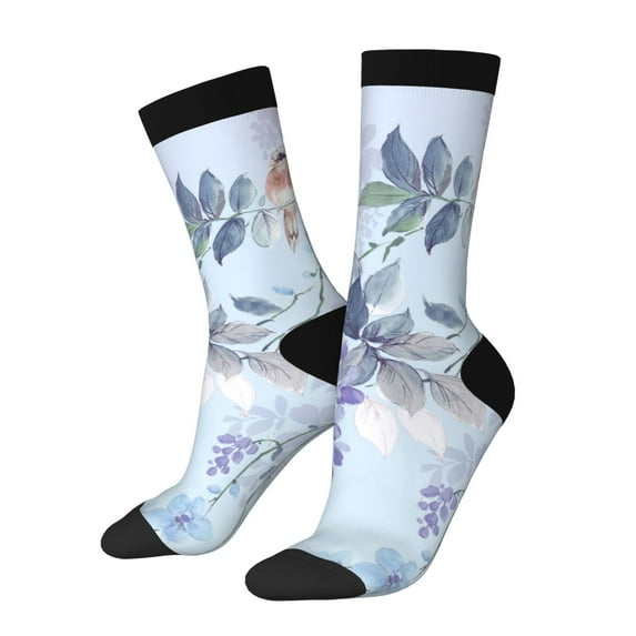 KLL Bird Butterfly Stripe Print Cool Socks Men's Women's Crew Socks Funny Crazy Novelty Stockings