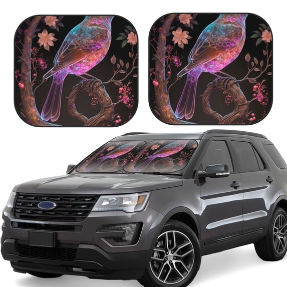 KLL Bird4 Windshield Sun Shade 2-Piece Foldable Car Front Window Sunshade for Most Sedans SUV Truck- Small