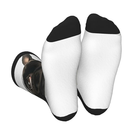 KLL Black And White Boston Terrier Print Cool Socks Men's Women's Crew Socks Funny Crazy Novelty Stockings