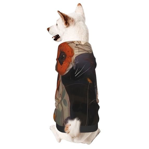 KLL Black Cat in Wildflowers for Basic Dog Hoodie - Pet Hoodie Sweater with Leash Hole - Cute Dog Sweatshirt - Pet Clothes Hooded Sweatshirt for Dog & Cat -Large