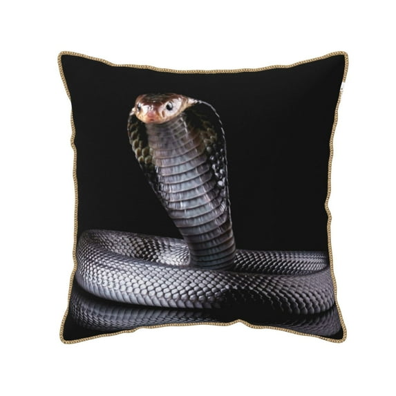 KLL Black Cobra Snake Decorative Throw Pillow Covers Velvet Soft for Couch Sofa Bedroom Living Room Outdoor (No pillow core)- 20"x20"