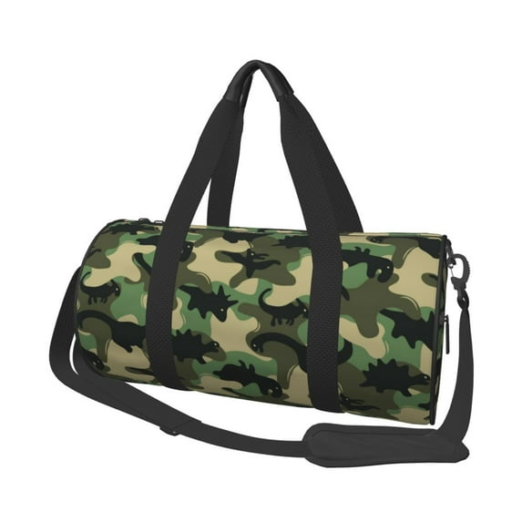 KLL Black Dinosaur Duffle Bag For Men Women Sport Gym Fitness Tote Travel Training Workout Basketball Football Weekender