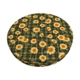 thumbnail image 1 of KLL Black Ink Green Plaid Sunflower Round Bar Chair Cushion Cover 12 inch ,Bar Stool Protector with Elastic, Soft Washable, 1 of 6
