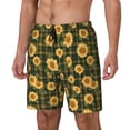 thumbnail image 1 of KLL Black Ink Green Plaid Sunflower for Mens Swim Trunks Quick Dry Swim Shorts with Built-in Compression Liner Funny Swimwear Bathing Suits-XX-Large, 1 of 6