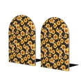 thumbnail image 1 of KLL Black Marble Pattern Sunflower Print Wood Book Ends for Shelves,1 Pair Wood Bookends Book Holder Stand Decorative, Book Stoppers for Heavy Duty Books CD File Video Games, 1 of 8