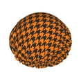 thumbnail image 1 of KLL Black And Orange Houndstooth Pattern Shower Cap & Bath Cap for Women,Reversible Oversized Waterproof Shower Caps for all Hair Lengths,Elastic Reusable Bathing Hair Cap, 1 of 6