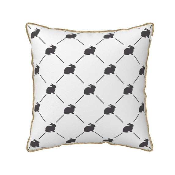 KLL Black Rabbit Decorative Throw Pillow Covers Velvet Soft for Couch Sofa Bedroom Living Room Outdoor (No pillow core)- 16"x16"